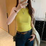 Spring And Summer New Milk Call Inside The Folding Sling Vest Women 2025 French Outer Wear Sleeveless Bottom Top