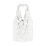 Swinging Neck-Laught Back 2025 Sling Vest Women's Summer Wears A Short High-End Design Sleeveless Top