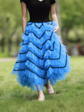 Lace Jagged Cake Skirt Net Dress Long Dress 2025 Autumn And Winter New High-Rise Thin Fairy Ponum Skirt Skirt