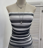 Real Shot Color Striped Mesh Tans Tector-Coat With Chest Pad Anti-Slip Strip Folds Repair Short Sleeveless Top 8185