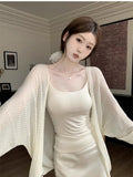 Ice Silk Textured Bat Sleeve Sunscreen Cardigan Jacket Women 2026 Spring And Autumn Thin Shawl With Air Conditioning Hood