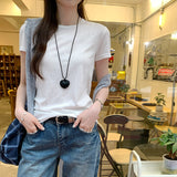 Korean Beauty Shoulder Collar Short-Sleeved T-Shirt Women 2025 Summer New High-End Niche Do Not Hit The Top