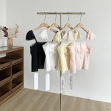 2025 Summer New Korean Gentle Sweet Lace Slings Women Pure Want To Be Thin Short Shirt