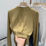 2026 Early Spring Half-Necked Bottom Shirt Women Autumn And Winter Threaded Elastic Soft-Haired Skin Grinding Inside The Coat