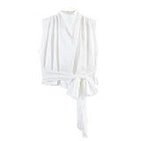 2026 Spring New Female Fashion Sexy Silk-Sense Texture Bow Blouse 2279342