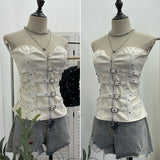 Real Shooting Design Dark-Sensing Sexy Hot Babes Pu Skin Smear Chest Vest Skin Buckle Waist Thin Topsuit 1991