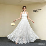 Oceanish Light Lace Half-Dress Girl Gentle Organ Folded Dress A-Character Skirt Hanging Skirt