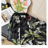High-End Retro Print Mesh Splicing Half-Dress Dress Women Autumn 2025 High-Waist A Skirt On Both Sides Of The Big Swing Skirt