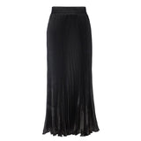 2025 New Women's Color Metallic Metallic Luster 100-Folded Dress Long Organ Skirt Half-Dress Skirt