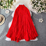 Design Sense Of Irregular Folding High Waist Half-Dress Woman 2025 Summer New Set Of Meat Display Skinny Swing Dress