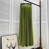 2025 New High-Rise 100-Fold Skirt Half-Dress Woman Pendant Tight Waist Thin High-Grade Elegant Solid Color Dress