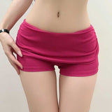 Solid Color Low-Rise Lateral Waist Waist Sports Shorts Female Pack Elastic Leisure Bottom Hot Pants