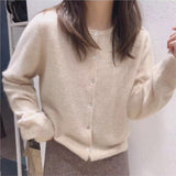 2026 Spring And Autumn New Round-Necked Purple Short Knitted Small Cardigan Loose Outer Sweater Coat For Women