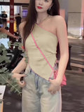 Spice Girl Beauty Back With A New Temperament Design With A New Temperamental Design Tilt Shoulder Knitting Irregular Waistcoat Sleeveless Top 2025
