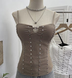 ïÎÀ± Tie Red Sling Vest With Chest Cushion Hollow Hook Buckle Rivet Back Through The Rope Tie 6270