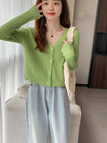 Korean Knitted Cardigan Women's Autumn And Winter New Body-Repair Niche Design With A Short Bottom Long-Sleeved Top Coat