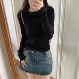Thin Pure Hottie Long-Sleeved T-Shirt Girl Early Autumn 2025 New Ice Silk Breathable Shirt Repair Body
