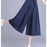 High-Rise Skirts Ladies Summer Thin 2026 New Ice Silk Broad-Legged Pants Pendant Casual Seven-Point Skirt