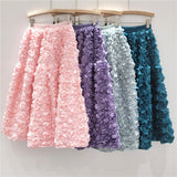 2025 New Three-Dimensional Flower Skirt Women High-Rise Thin And Fluffy Skirt In The Long Fairy Big Swing A Skirt
