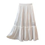 Gentle Wind Hollow Lax Subian Thin Half Body Skirt Woman Spring 2025 High-Waist Fold Loose Layer Cake Skirt Tide