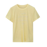 Lyselle Tiansi Fashion Letter Print Loose Round-Neck Short-Sleeved T-Shirt Women's Commuting Summer New Front Shoulder