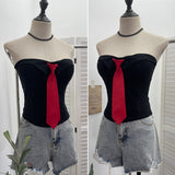 Real Shot Ins Street Pat Hottie With Chest Pad Wrapped Chest Tie With Short Corset Sleeveless Top 6167
