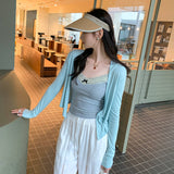 Lyselle Sky Gray Ice Silk Sunscreen Thin Cardigan Jacket Summer 2025 New Light Luxury High-End Feel Blouse