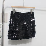 Real Shooting Heavy Industry Glitter Bling Bling Dress Babes Night Shop High-Waisted Ass A Short Skirt 1029