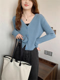 Korean Knitted Cardigan Women's Autumn And Winter New Body-Repair Niche Design With A Short Bottom Long-Sleeved Top Coat