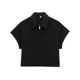 Spring 2025 New Women's Collar Short-Sleeved Short Coat Straight Trousers 8491053 8491054