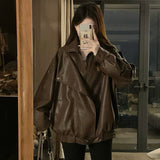 Hottie Style Black Long-Sleeved Leather Jacket 2026 Autumn New Cool Wind Retro Locomotive Jacket Top Female Tide