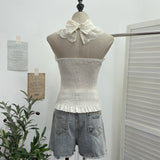Private Lace-Faced Lace With Bow Sling Vest Women's Summer Sleeveless Corset 8825