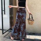 Smashed Snowflake Fishtail Skirt Women Summer 2026 New High-Waisted Hanging Feeling A Word Cover Bag Hip Skirt Slimy Skirt