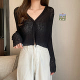 Ultra-Thin Sunscreen Knitted Small Cardigan Thin Women's Sling Skirt Burqa Spring And Autumn Ice Silk Air-Conditioning Shirt Short Coat