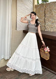 Heavy Industry Design Hook Flower Hollow High Waist Half-Dress Girl Spring And Summer New Sweet Lace Long Skirt