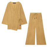 2026 New Summer Long-Sleeved V-Neck Double Lint Beaded With Coat 4387351 Trousers 4387251