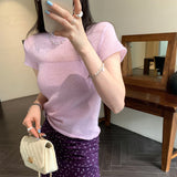 Light People Gentle Know Wearing A Hazy Half-Sleeved Knitted Shirt 2026 Spring New Slimming Top