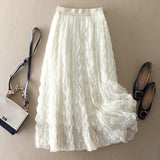 Wave Roll High-End Folded Half-Body Dress Women's Spring 2025 New High-Rise Thin Long A-Word Big Swing Yarn Skirt