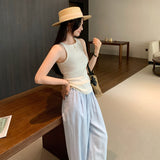 Super Fire With High-End Sense Collar Knitted Vest Women's Summer Wear 2026 New Korean Chic Small Sling Belt