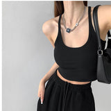 Solid Color Short Sling Vest Woman 2025 Summer New Retro Design Sexy Hot Girl Inside And Outside To Wear Clothes