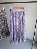 Korean Gentle Temperament Retro Lattice Loose Waist Loose A-Shaped Skirt Flexible Net Yarn Skirt