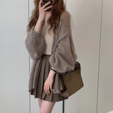 Medium Long Lantern Sleeve Horse Knitted Shirt Coat Women Summer Loose Lazy Thin Shawl Outside The Coat