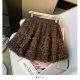Korean Ballet Style Folding Net Linoping Half-Dress Woman Autumn 2025 High-Rise Thin A-Layer Cake Skirt