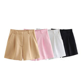 2025 Summer New Women's Clothing Fashion High-Waisted Folding Casual Shorts Women