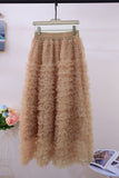 Real Shooting Autumn And Winter New 2025 Korean Original Heavy Industry Thousand Layer Wooden Ear Cake Skirt Beautiful Long Pony Dress