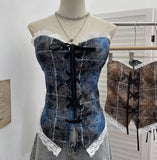 Real-Patting Hottie With Chest Pads With Bra Lace Spliced Slings Slings Women Wearing Short Tops