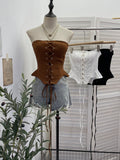 Real Shot With Chest Pad Anti-Slip Striped Chest Vest With Irregular Short Spice Girl Elastic Sleeveless Top 1611