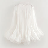 2025 Spring And Summer Women's Long-Sleeved Folded Lotus Leaf-Side Pony Dress Women