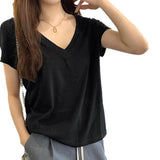 Korean Loose And Beautiful Pure Desire V-Neck Snowflake Short-Sleeved T-Shirt For Girls Summer New Lazy And Relaxed Hottie Top