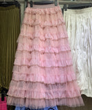French Gentle Wind Mesh Dress Women's Autumn And Winter New Sweet High-Rise Layer Cake Skirt Temperament Shalin Skirt